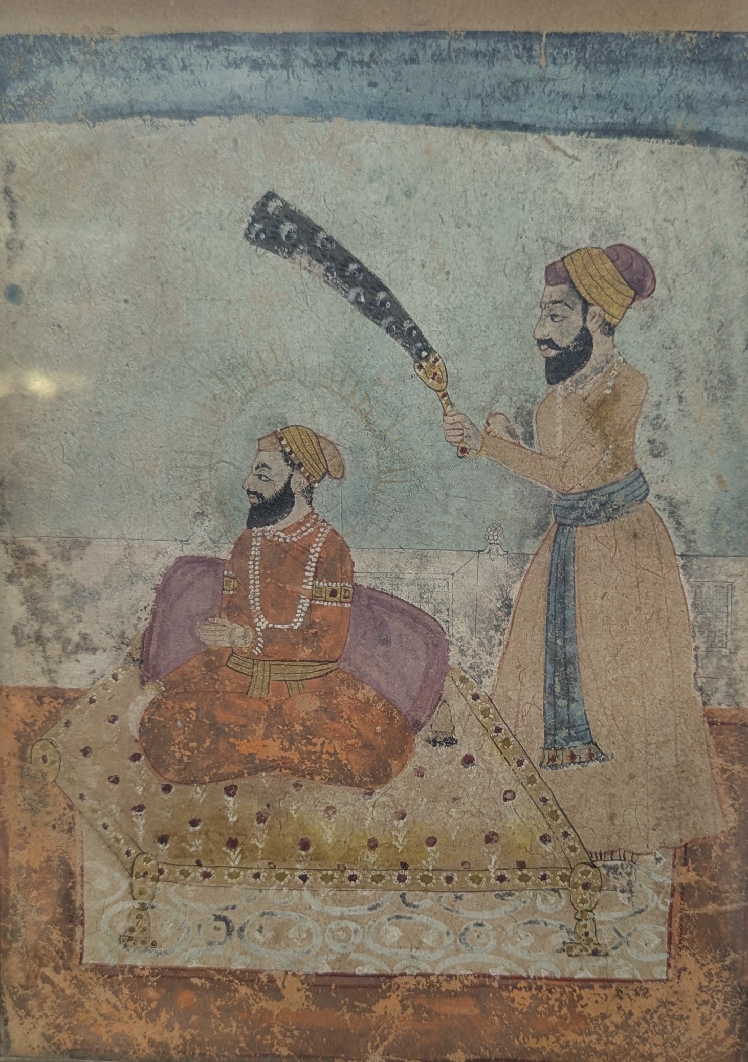 Historical miniature depicting Sri Guru Hargobind Sahib Ji